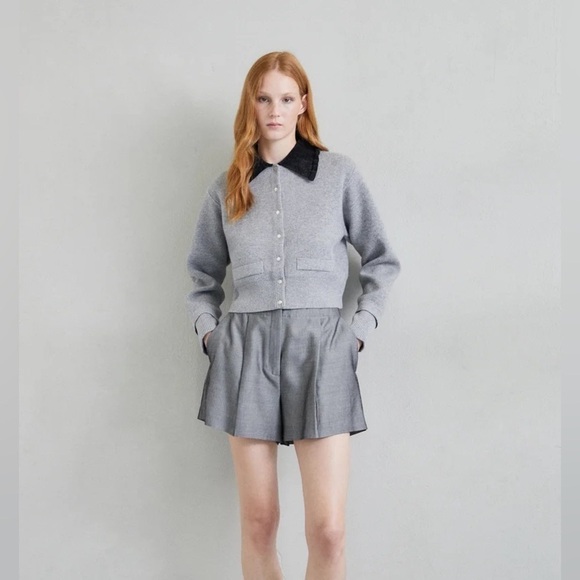 Sandro Etienne Ruffle Collar Crop Cardigan - Picture 1 of 7